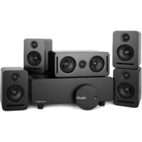 5.1 Système home cinéma sans fil avec Dolby Atmos – Monaco Surround Sound Set. Technologie WISA pour un son parfaitement clair et sans retard. Design minimaliste. Couleur noire.