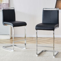 Deux chaises de bar en noir de haute qualité, dans un style nordique. Idéales pour les restaurants, les cuisines, les terrasses, ainsi que pour les bureaux de travail. Paire de chaises (noir + caoutch
