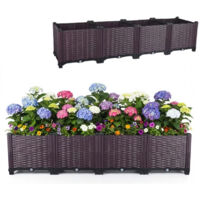Jardinière surélevée de 148 cm, potager, jardinière à herbes aromatiques, jardinière à légumes, à monter soi-même, aspect osier, pour jardin, balcon
