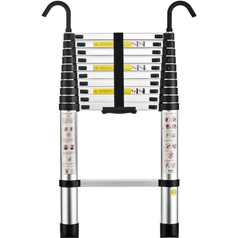 STANEW Scala Telescopica in Alluminio Estensibile 3,2 m, Scala Telescopica Allungabile in Alluminio Portatile Salva Spazio Portata Massima 150 kg per Riparazione Domestico