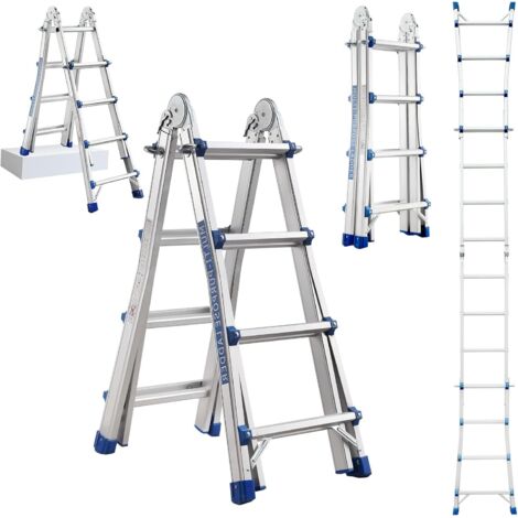 STANEW Scala in alluminio Scala multiuso 4 m 4x4 pioli Scala telescopica ✓ Multifunzionale ✓ Pieghevole ✓ Singola ✓ Fissa ✓ Scala scorrevole ✓ Scaletta e bifacciale