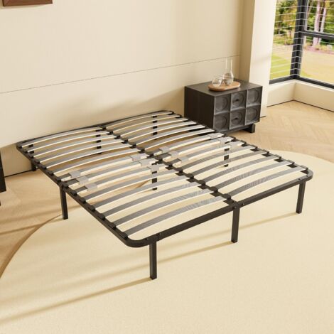 STANEW Rete Matrimoniale 160x190 cm, Altezza 35cm, Ortopedica con 9 Piedi,Letto Ferro Battuto con Rete a Doghe Matrimoniale regolatori di rigidità con Doppie doghe centrali