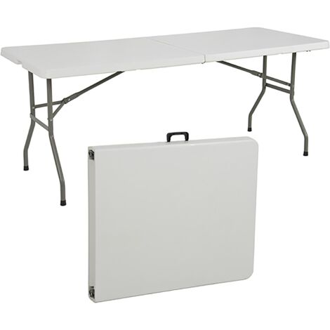 STANEW Tavolo Pieghevole 180x74x74 cm, massimo 150 kg, Materiale HDPE, 6 o 8 posti, Tavolo da giardino pieghevole Bianco portatile con serratura di sicurezza, Adatto per buffet, festival, campeggio