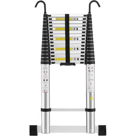 STANEW Scala Pieghevole in Alluminio 6,2M Telescopica Ripiegabile con Corrimano Rimovibile e barra di equilibrio, Scala Semplice Estensibile Diritta, Multifunzionale, Carico Max 150 kg