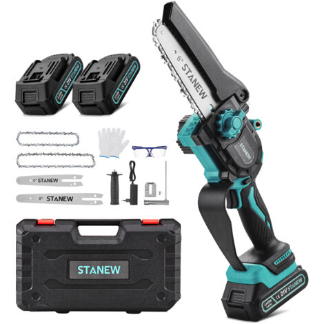 Minisierra inalámbrica sin escobillas de 21 V, ajustable de 6/8 de pulgada, 2 baterías