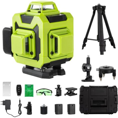 Nivel Láser 4 x 360° STANEW,Verde 4D 16 Líneas Línea Láser Verde Horizontal y Vertical con Control Remoto Integrado Batería Recargable 2 2400 mAh
