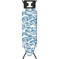 STANEW Tabla de Planchar 122 x 38 cm,Plegable Tabla Planchar, Sistema de Cierre de Seguridad,Altura Regulable,100% Algodón,con Soporte Sólido Unidad de Vapor(Azul Estampado)