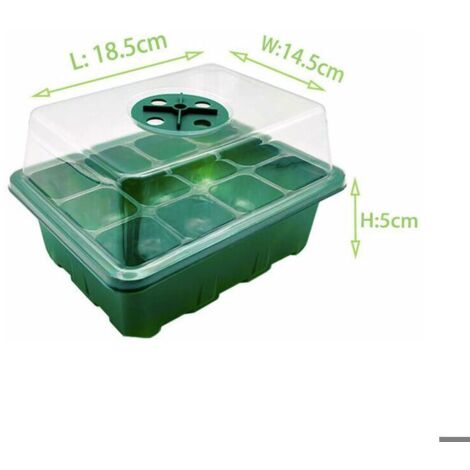 YAUNGEL - Mini Serre 12 Plateaux 144 Cellules - Bac à Semis Avec Couvercle Ventilé - Matériau PVC 0,8 Mm - Vert - Jardinage Intérieur