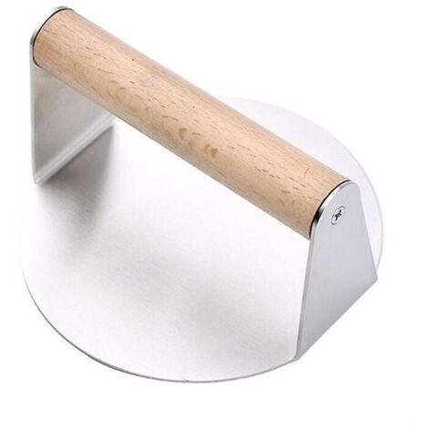 Presse à hamburger en acier inoxydable Presse à grille robuste avec poignée en bois Presse à bacon rond Smasher pour la cuisin (1/5)