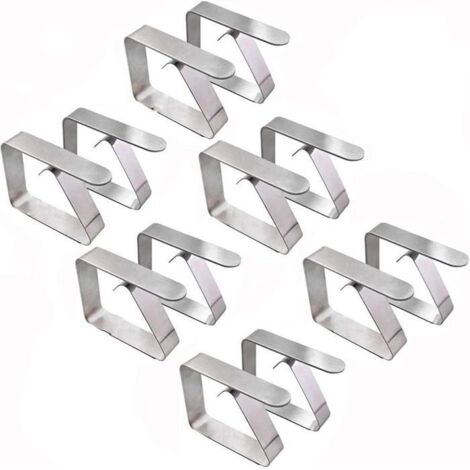 Lot de 12 pinces à nappe en acier inoxydable avec pinces réglables pour fête de pique-nique en plein air 6,5 x 5 x 1,5 cm (argent) (1/3)