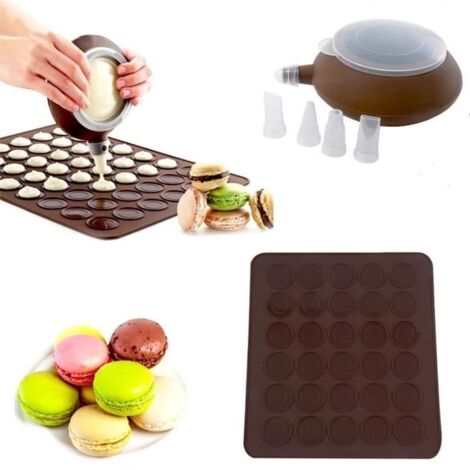 Moule de silicone de cuisson Set de cuisson macaron Moule en silicone avec presse Décoration Stylo de beurre de cuisson outil Moule (1/4)