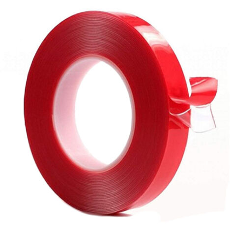 Ruban Double Face Extra Fort 10mm x 10m Transparent Adhésif Double Face par Puissantr Fixation D'Objets Sans Percer pour LED, Bois, Voiture, Joint, Intérieur,1 tomes