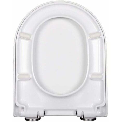Abattant WC en forme de V et de U avec fermeture douce et facile à nettoyer Blanc avec un bouton à libération rapide (U)
