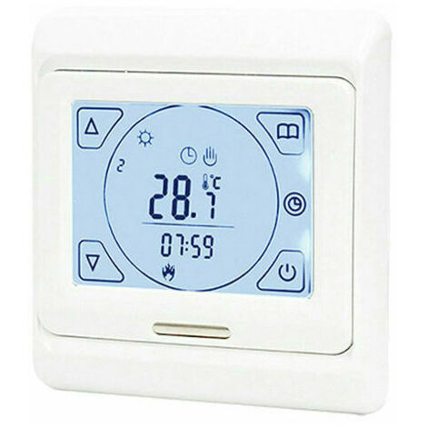 Thermostat Chauffage au Sol Electrique Programmable 16A avec Sonde, Numérique Thermostat d'ambiance Plancher Chauffant Régulateur Écran tactile LCD (1/5)