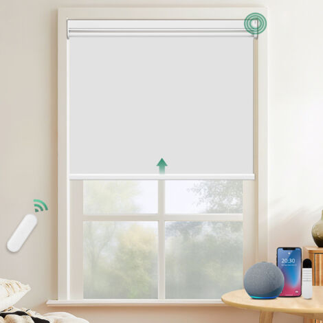 Allesin Stores Enrouleur Occultant Électriques avec ou sans Perçage, avec Moteur & Télécommande, pour fenêtre ou Porte, 100% Protection Solaire, 45l x 120L cm, Blanc