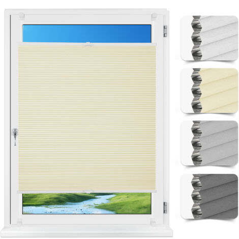Allesin Store plissé alvéolaire occultant sans perçage Klemmfix, thermo isolant,beige 70x110cm, , 100% occultant, protection thermique, phonique et intimité, pour fenêtre et porte (1/5)