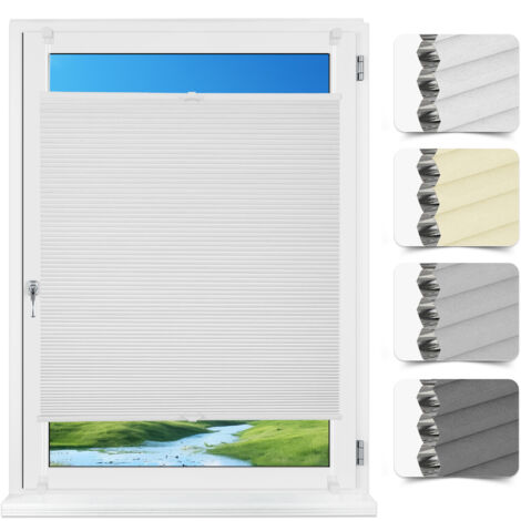 Allesin Store plissé alvéolaire occultant sans perçage Klemmfix, thermo isolant,blanc 70x110cm, , 100% occultant, protection thermique, phonique et intimité, pour fenêtre et porte (1/5)