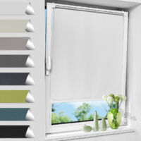 Allesin Store Enrouleur Occultant Thermique sans Perçage, Rideau Opaque Isolant, Montage Simple pour Fenêtre ou Porte, Largeur du Tissu 65 cm, 65l x 140L cm, Blanc