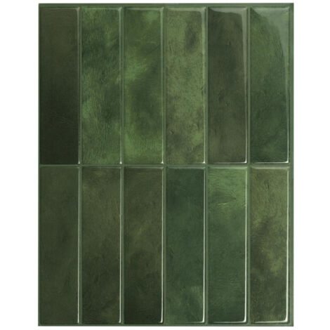 10 pièces stickers carrelage autocollant mural imperméable, stickers muraux autocollants, carreaux adhésifs style métro, stickers carrelage adhésifs pour les carreaux de murs décor, 23 × 29 cm, vert f