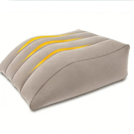 Oreiller ergonomique coussin surélevé pour jambes, coussin de jambes pour le sommeil, coussin incliné gonflable portable, favorise la circulation sanguine, 63 × 50 cm, abricot