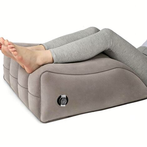 Oreiller ergonomique coussin surélevé pour jambes, coussin de jambes pour le sommeil, coussin incliné gonflable portable, favorise la circulation sanguine, 63 × 50 cm, gris