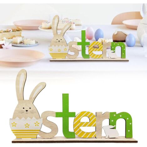 Décoration Pâques Mot Lapin – Figurine à Poser pour Table, Chambre ou Fête, Décoration Printemps et Cadeau Pâques,D (1/5)