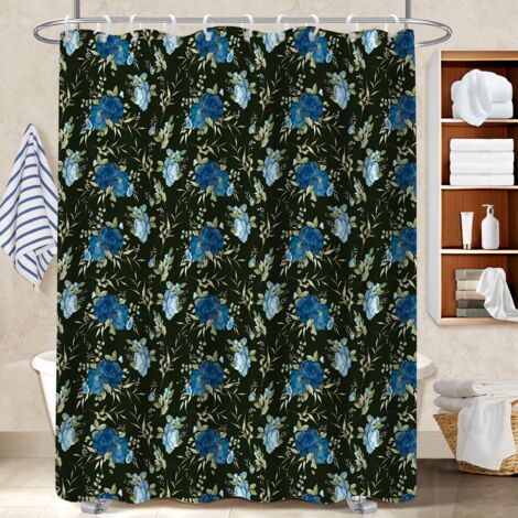 Ensemble rideau de douche polyester avec anneaux 180x180 artistique séparation douche pour mur irrégulier (1/5)