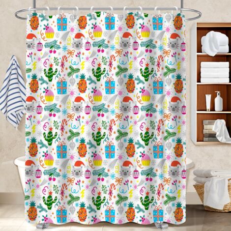 Rideau douche imperméable polyester 180x180 avec œillets bâche de douche pour salle d’eau sans fenêtre (1/5)