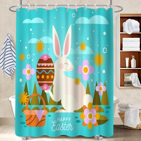 Rideau douche imperméable polyester 180x180 bordure lestée bâche polyester douche pour campin (1/5)