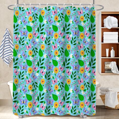 Rideau de bain imprimé polyester 180x180 imperméable rideau étanche pour une touche de gaieté et de couleur (1/5)
