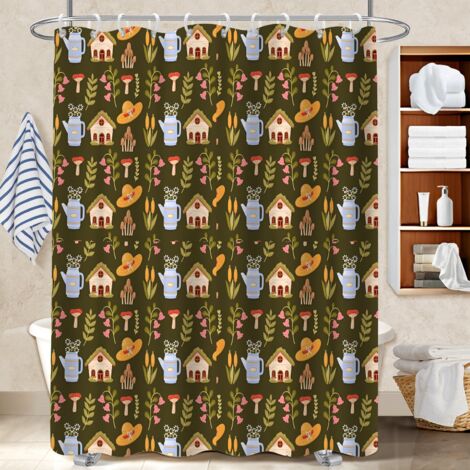 Rideau de douche tissu polyester 180x180 bordure lestée voile de douche pour optimiser un petit espace (1/5)