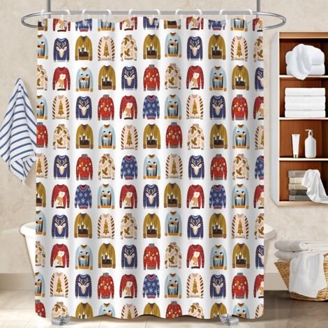 Kit rideau de douche en polyester 180x180 avec 12 œillets bâche de douche pour cacher un carrelage un peu vieillot (1/5)
