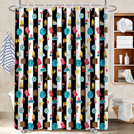 Rideau de douche imperméable en polyester 180x180 Évasion rideau étanche pour personne à mobilité réduite (1/5)