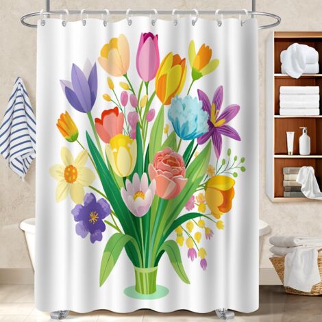 Rideau de douche en polyester 180x180 avec motif rideau séchage rapide pour les amateurs de déco (1/5)