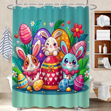 Rideau de douche 180x180 séchage rapide rideau imperméable pour avec accessoires assortis (1/5)