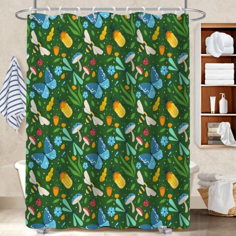Rideau de douche imperméable en polyester 180x180 avec 12 œillets séparation douche pour campin (1/5)