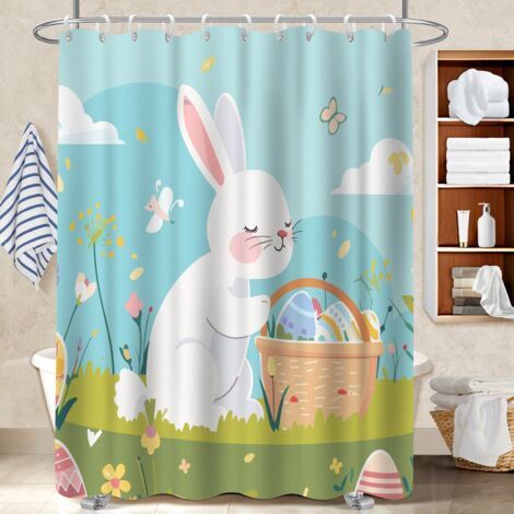 Rideau de douche tissu polyester 180x180 déco d‘intérieur cache baignoire pour famille nombreuse (1/5)