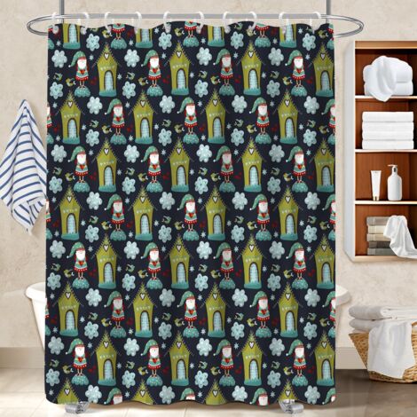 Rideau polyester pour douche 180x180 bordure lestée housse de baignoire pour les fêtes de fin d’année (1/5)