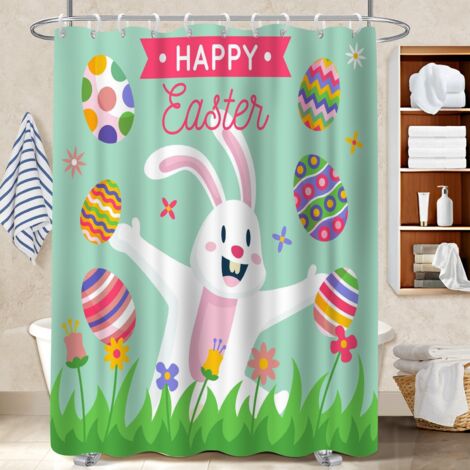 Rideau de douche tissu polyester 180x180 cocooning rideau étanche pour un relooking rapide de sa salle de bain (1/5)