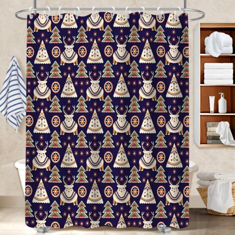Rideau de douche imperméable en polyester 180x180 avec anneaux rideau séchage rapide pour salle de bain d’amis (1/5)