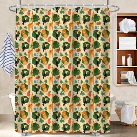Ensemble rideau de douche polyester avec anneaux 180x180 poids lesté housse de baignoire pour salle de bain moderne (1/5)