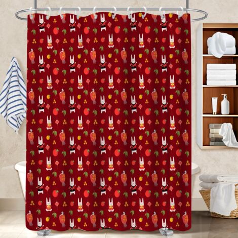 Rideau de bain imprimé polyester 180x180 décoratif cache baignoire pour idéal location saisonnière (1/5)