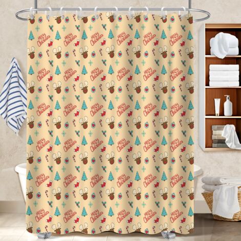 Rideau douche imperméable polyester 180x180 poids aux ourlets cache baignoire pour jeune couple emménageant (1/5)