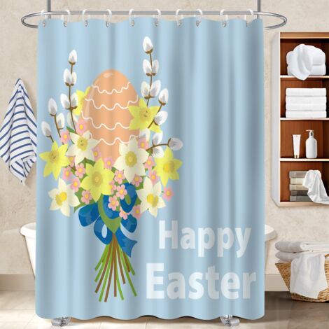 Ensemble rideau de douche polyester avec anneaux 180x180 stylé rideau étanche pour idéal location saisonnière (1/5)