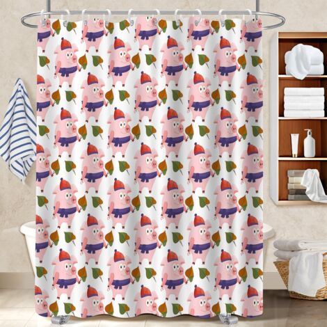 Kit rideau de douche en polyester 180x180 infroissable housse de baignoire pour une touche de gaieté et de couleur (1/5)