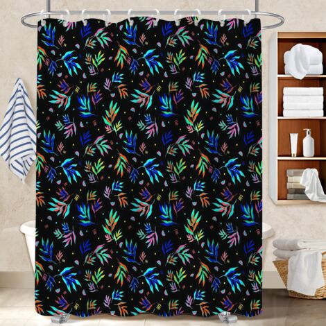 Ensemble rideau de douche polyester avec anneaux 180x180 avec 12 œillets protection douche pour maison de vacances au bord de la mer (1/5)