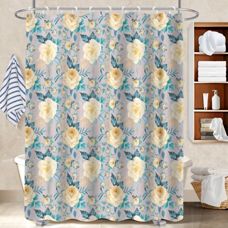 Kit rideau de douche en polyester 180x180 pratique rideau imperméable pour mur irrégulier (1/5)