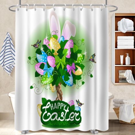 Ensemble rideau de douche polyester avec anneaux 180x180 tendance rideau séchage rapide pour créer une ambiance spa (1/5)