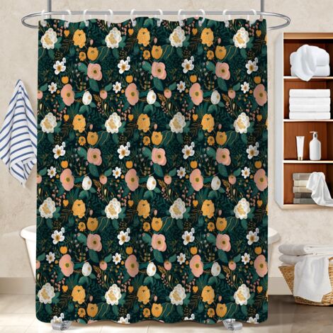 Kit rideau de douche en polyester 180x180 avec anneaux rideau imperméable pour offrir à noël ou un anniversaire (1/5)