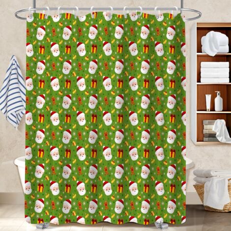 Rideau douche imperméable polyester 180x180 dessin protection douche pour famille nombreuse (1/5)
